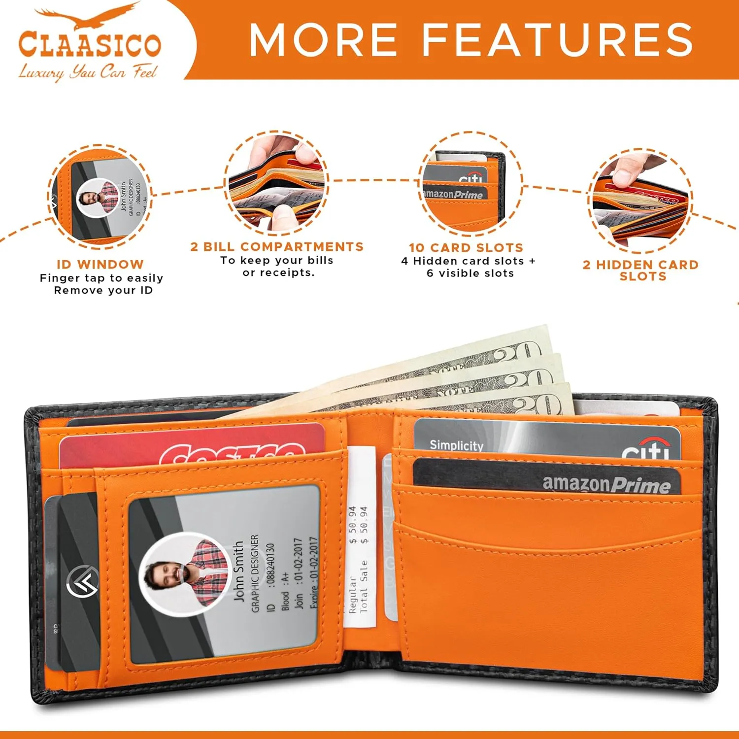 Wallet for Men’s - Genuine Leather Slim Bifold RFID Wallet - Gift for Men Packed in Stylish Gift Box