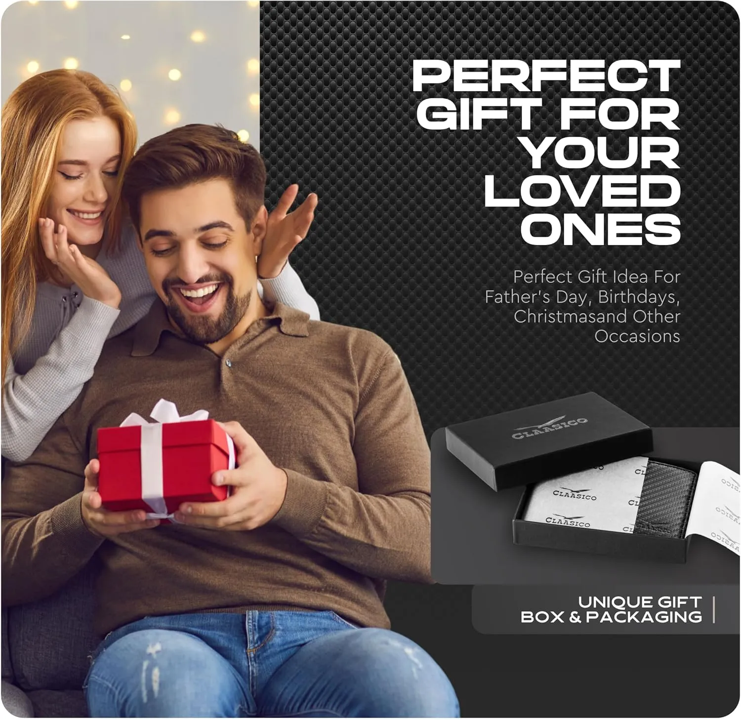 Wallet for Men’s - Genuine Leather Slim Bifold RFID Wallet - Gift for Men Packed in Stylish Gift Box