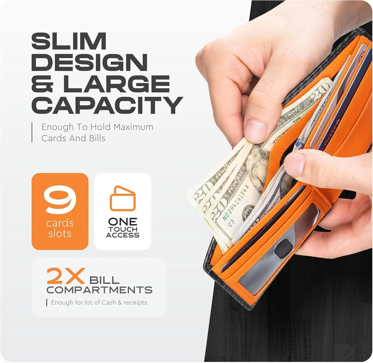Wallet for Men’s - Genuine Leather Slim Bifold RFID Wallet - Gift for Men Packed in Stylish Gift Box