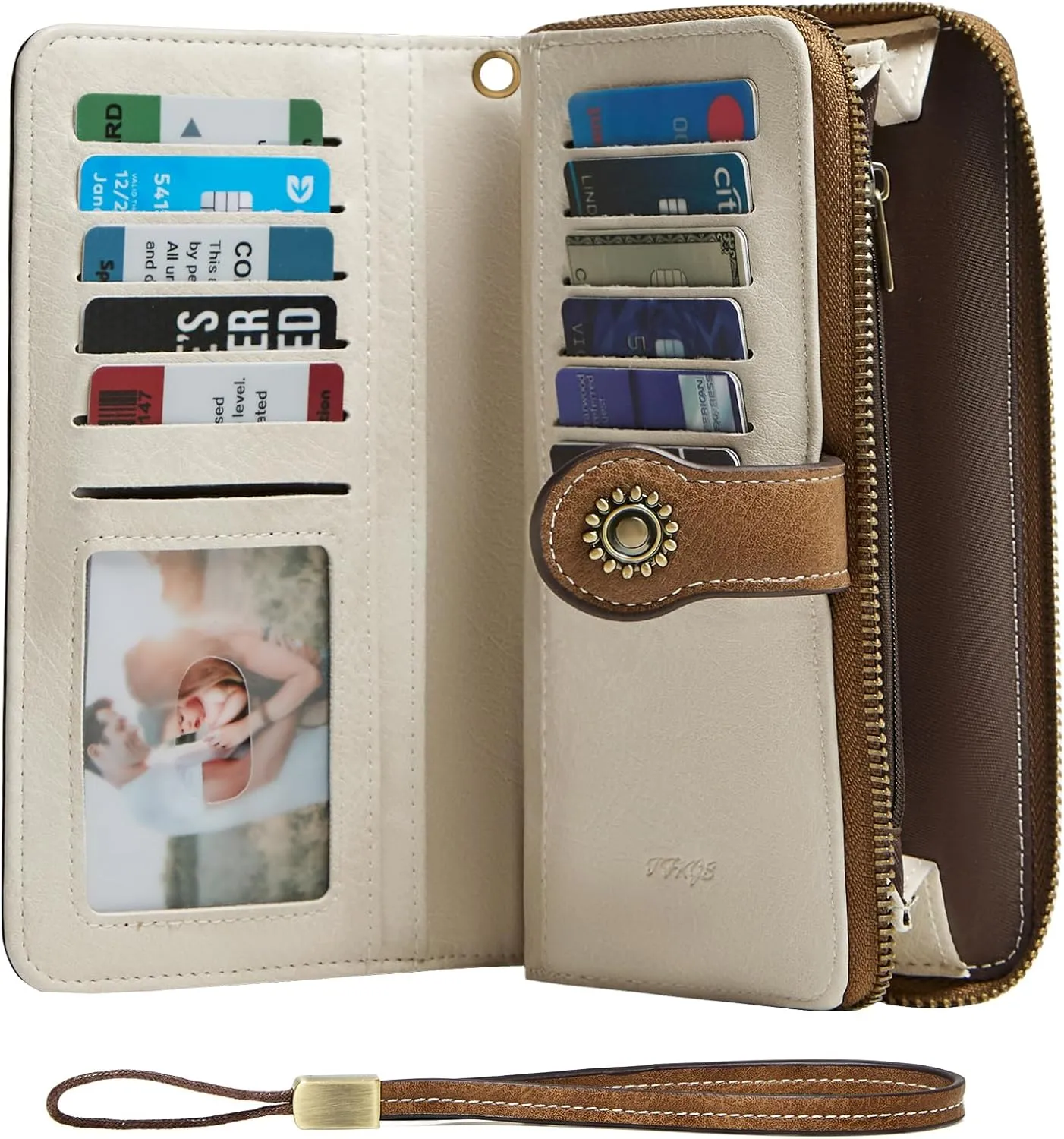 Wallet for Women RFID Blocking Leather Large Capacity Card Holder Ladies Phone Clutch Travel Long Purse Wristlet