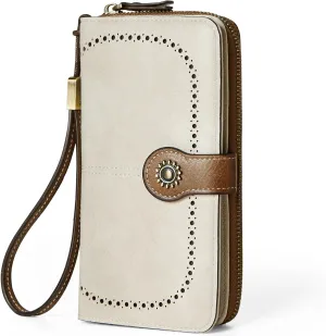 Wallet for Women RFID Blocking Leather Large Capacity Card Holder Ladies Phone Clutch Travel Long Purse Wristlet