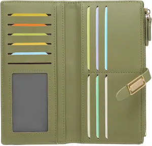 Wallets for Women Leather Large Size RFID Blocking Bifold Multi Card Wallet Case Credit Card Holder for Women with Zipper Pocket