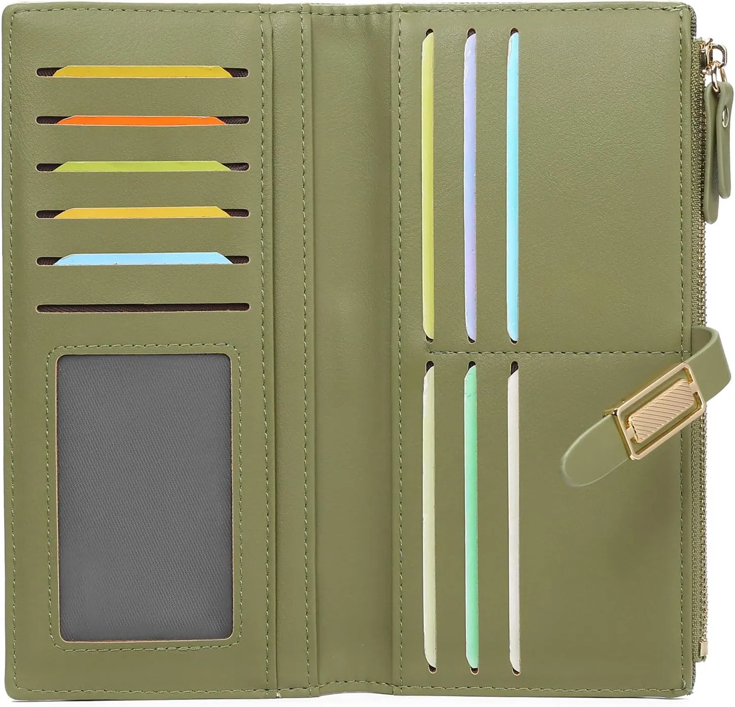 Wallets for Women Leather Large Size RFID Blocking Bifold Multi Card Wallet Case Credit Card Holder for Women with Zipper Pocket