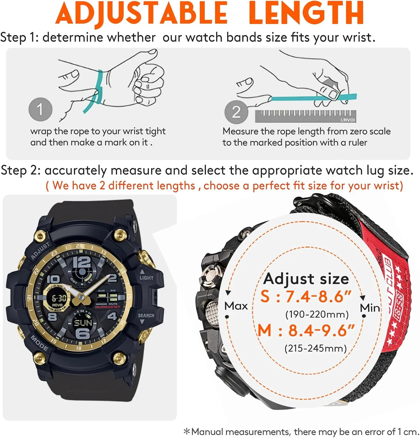 Watch Band Strap for Casio G-shock GG-1000/GWG-100/GSG-100,Super Rugged Nylon Sports Strap
