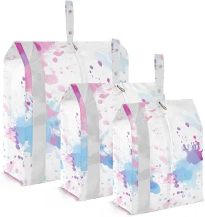 Watercolor Splashes Travel Storage Bag with Lanyard - Portable Lightweight Classified Storage Bag with Zipper, Dust and Waterproof Travel Packing Cube for Suitcase,3 Pieces