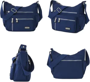 Waterproof Nylon Crossbody Bag for Women Mulit-Pockets Shoulder Bag Outdoor Travel Purses and Handbag
