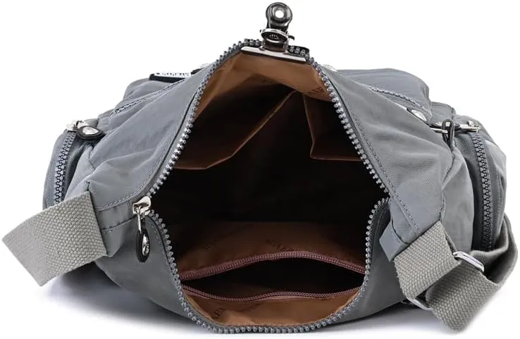 Waterproof Nylon Crossbody Bag for Women Mulit-Pockets Shoulder Bag Travel Purses and Handbag
