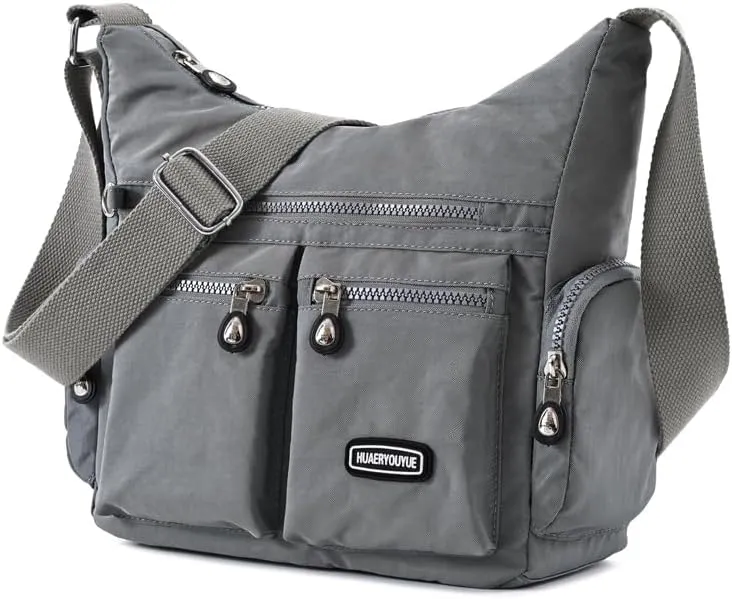 Waterproof Nylon Crossbody Bag for Women Mulit-Pockets Shoulder Bag Travel Purses and Handbag