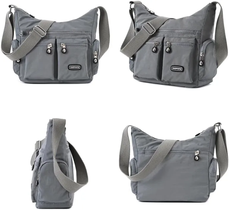 Waterproof Nylon Crossbody Bag for Women Mulit-Pockets Shoulder Bag Travel Purses and Handbag