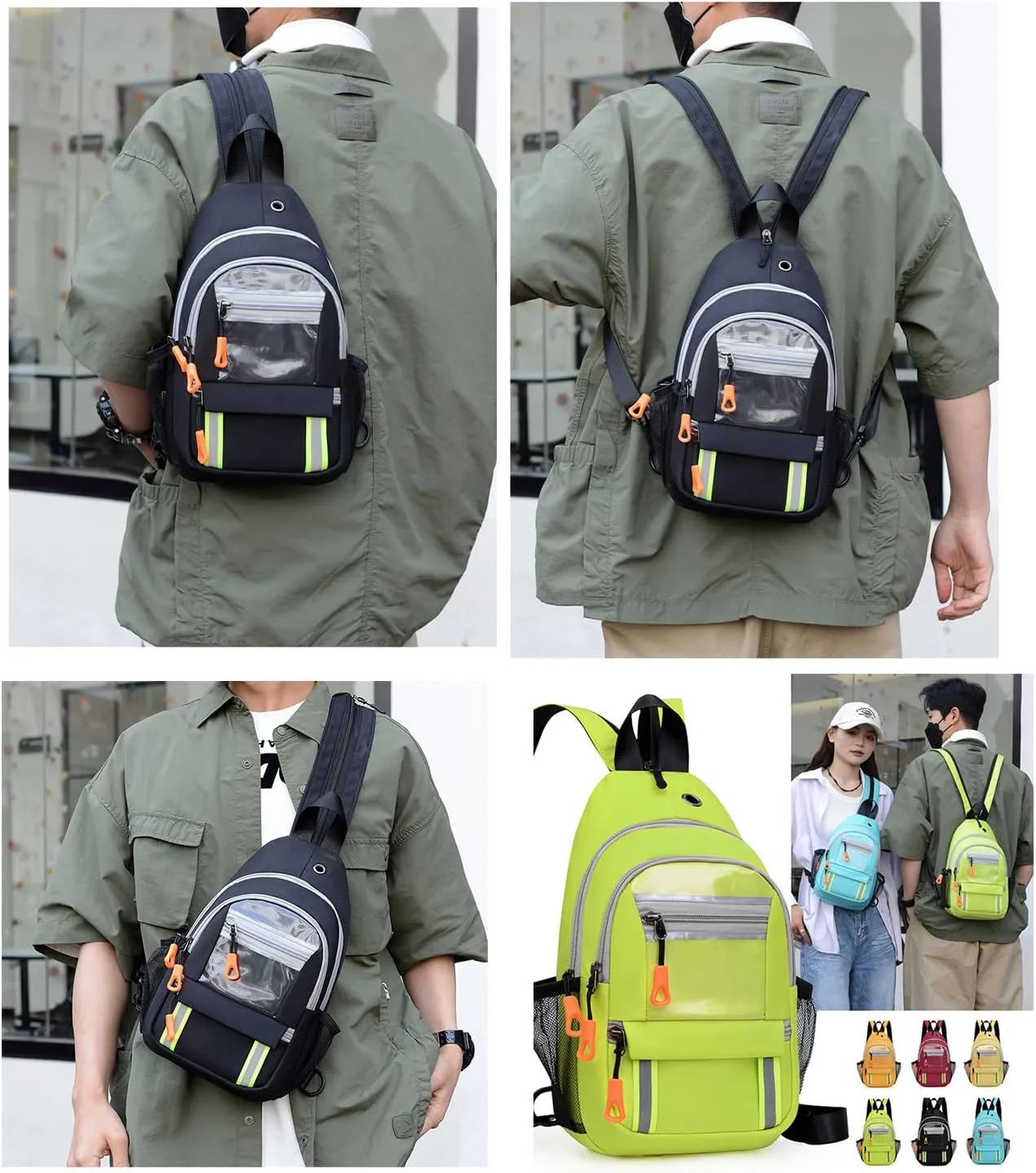 Waterproof Sling Backpack Crossbody Shoulder Bag for Women Men, Crossbody Bag Casual Daypack Travel Hiking Adjustable Chest Bag