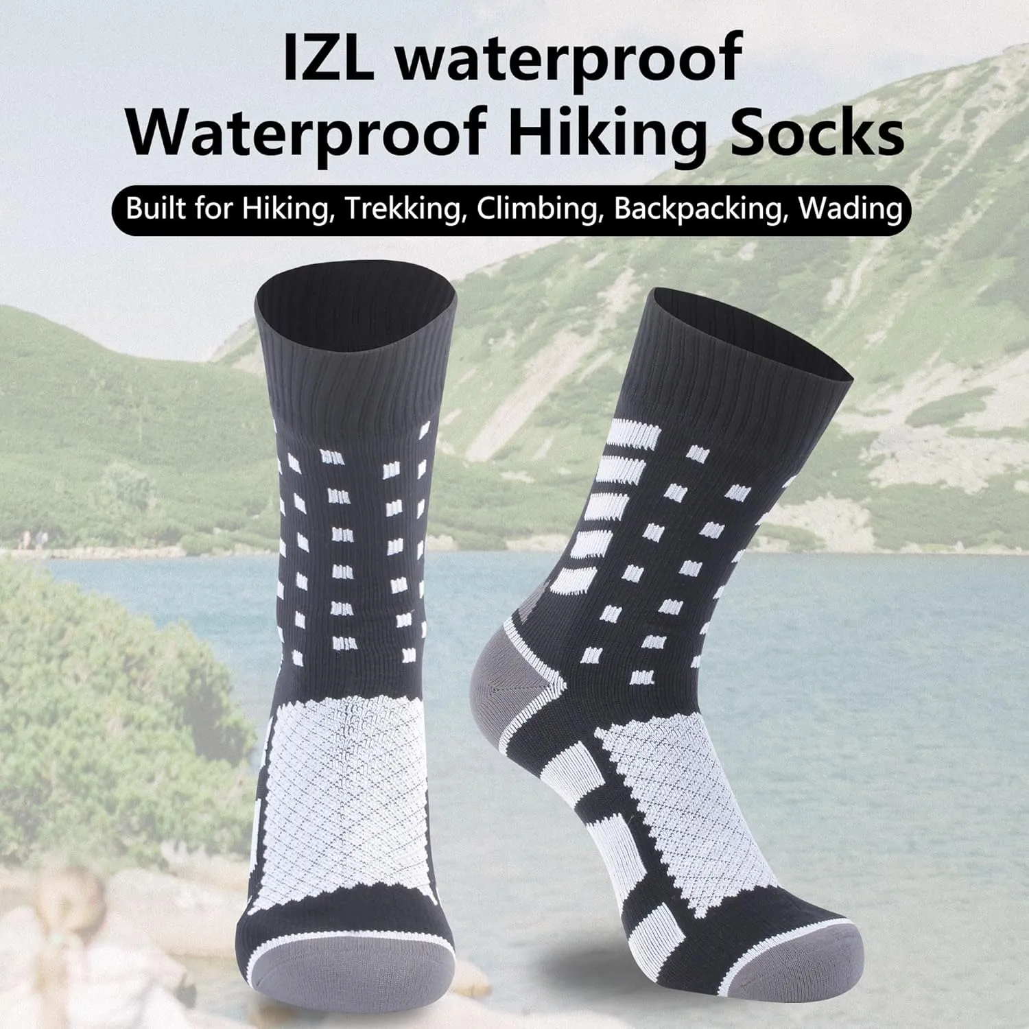 Waterproof Socks for Men Women, Outdoor Sports Breathable Waterproof Socks for Hiking Camping Wading Trekking