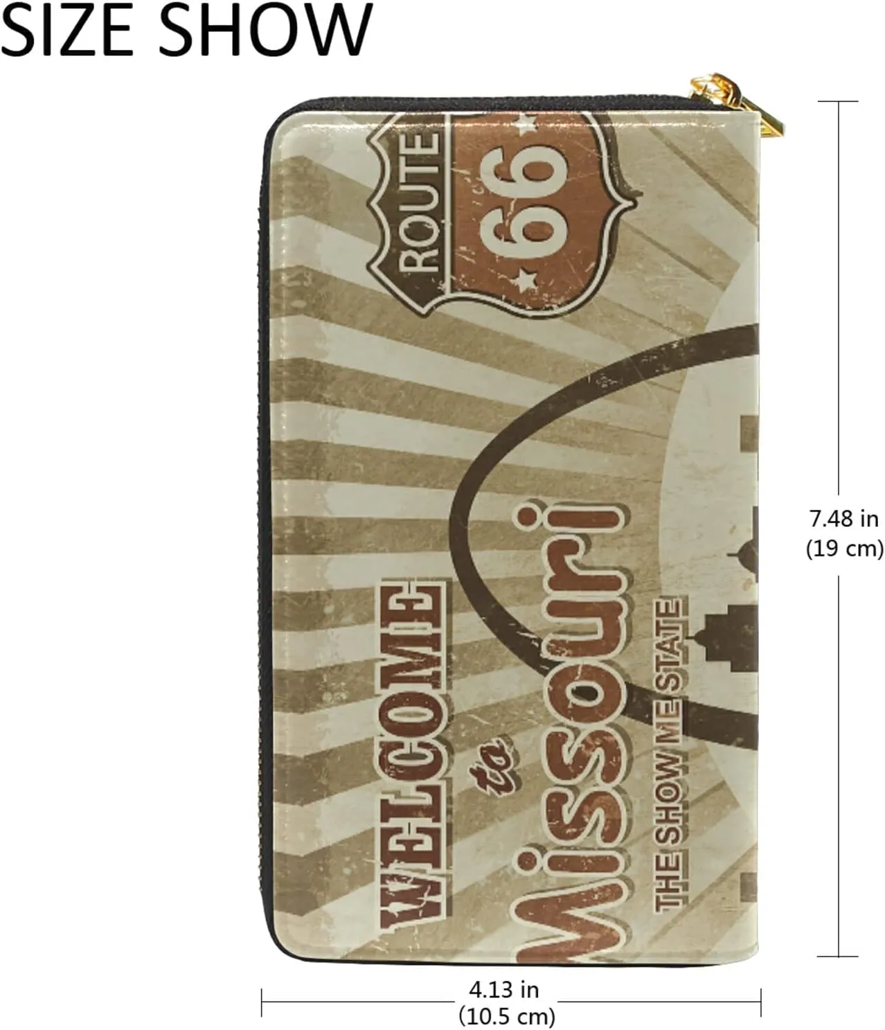 Welcome Missouri Retro Poster Leather Long Wallet Organizer with Zipper Purse Clutch Bag for Women Men