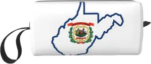 West Virginia state Flag Map print Travel Cosmetic Bag Gifts for Women Portable Make Up Bags for Women Mother Sister