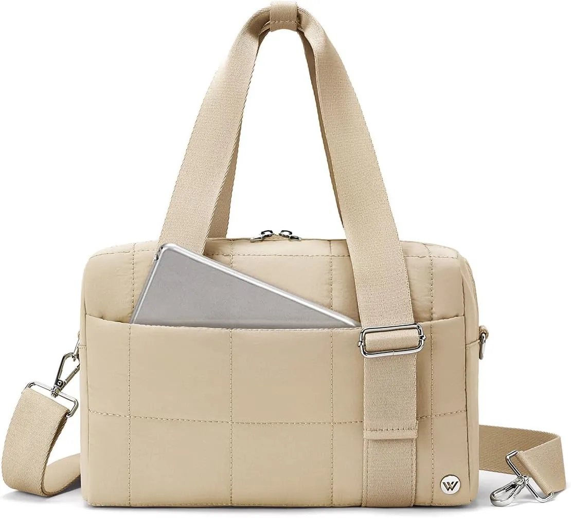 WESTBRONCO Small Puffer Crossbody Bags for Women, Mini Puffy Quilted Gym Bag Lightweight Tote Bag with Zipper Compartments