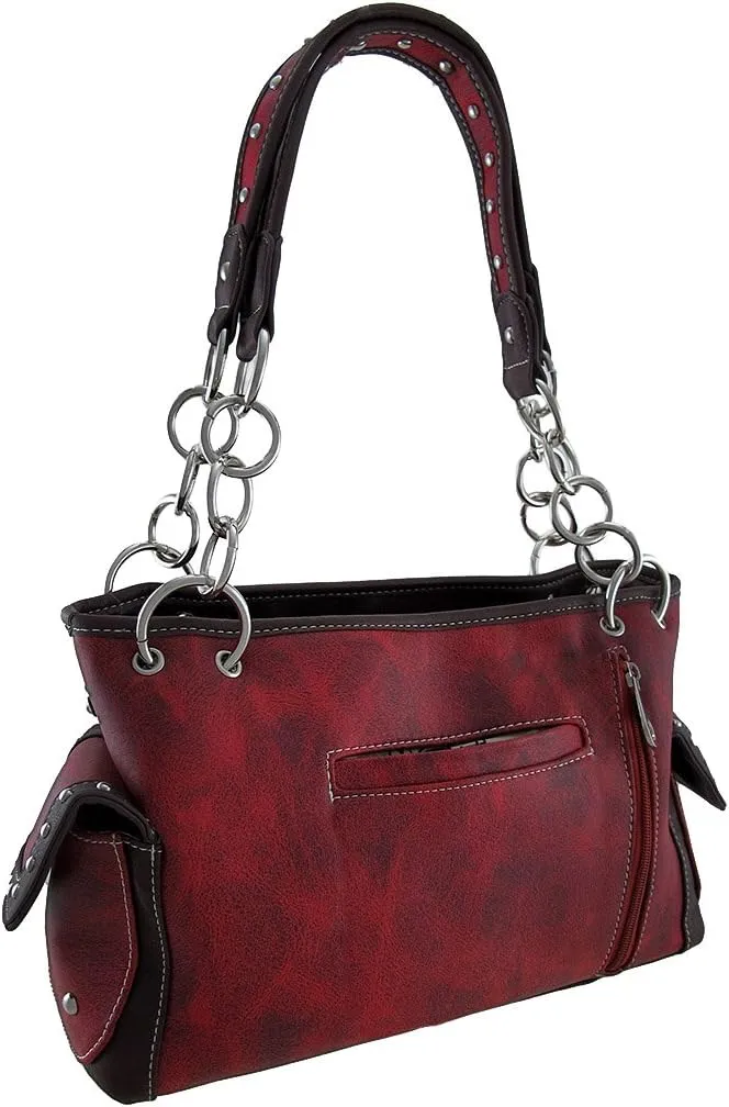 Western Embroidered Concealed Carry Purse/Wallet Set w/Rhinestone Cross