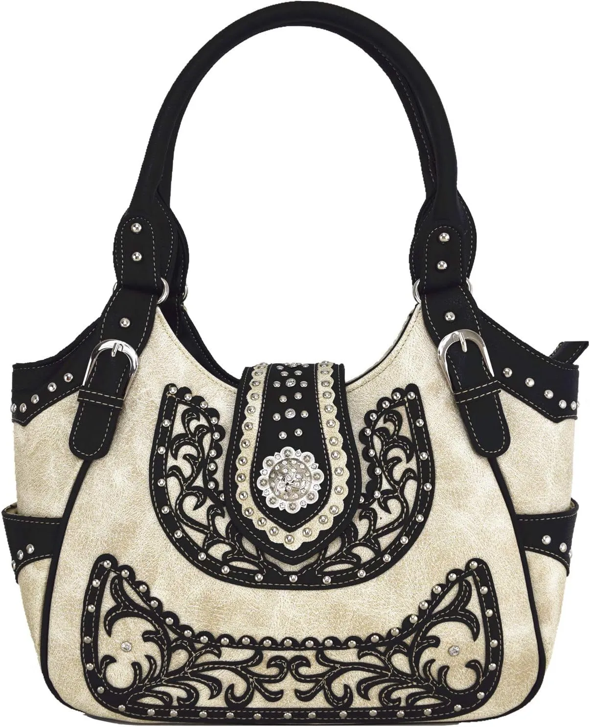 Western Style Rhinestone Concho West Concealed Carry Purse Country Handbag Women Shoulder Bag Wallet Set