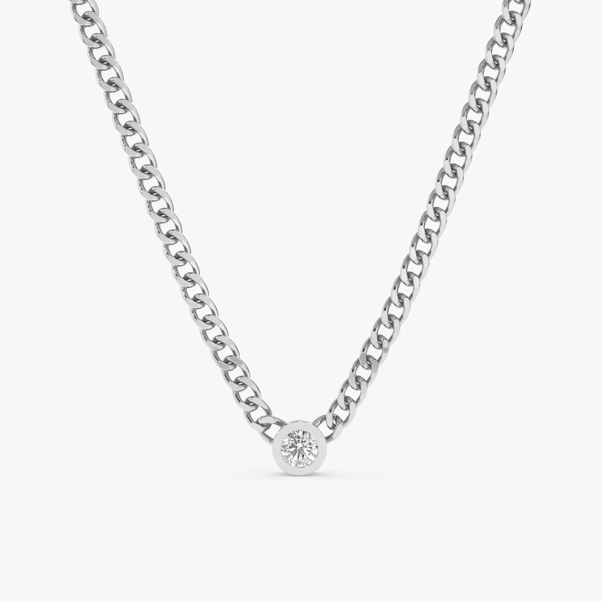 White Diamond Cuban Chain Necklace, Salma