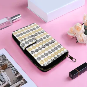 White Fengshui Symbols Long Flap Wallet