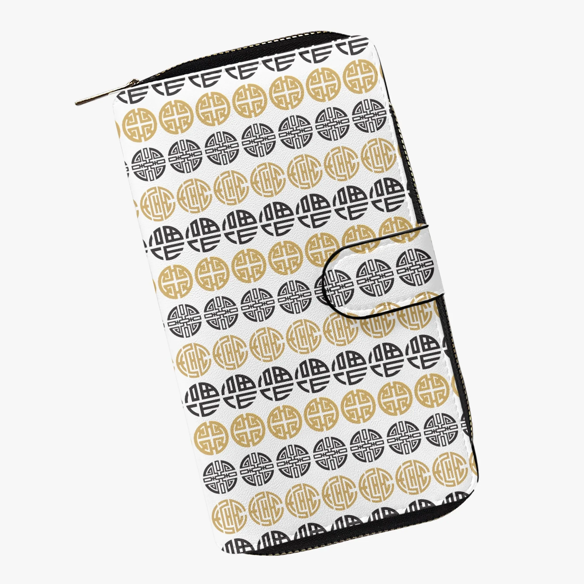 White Fengshui Symbols Long Flap Wallet