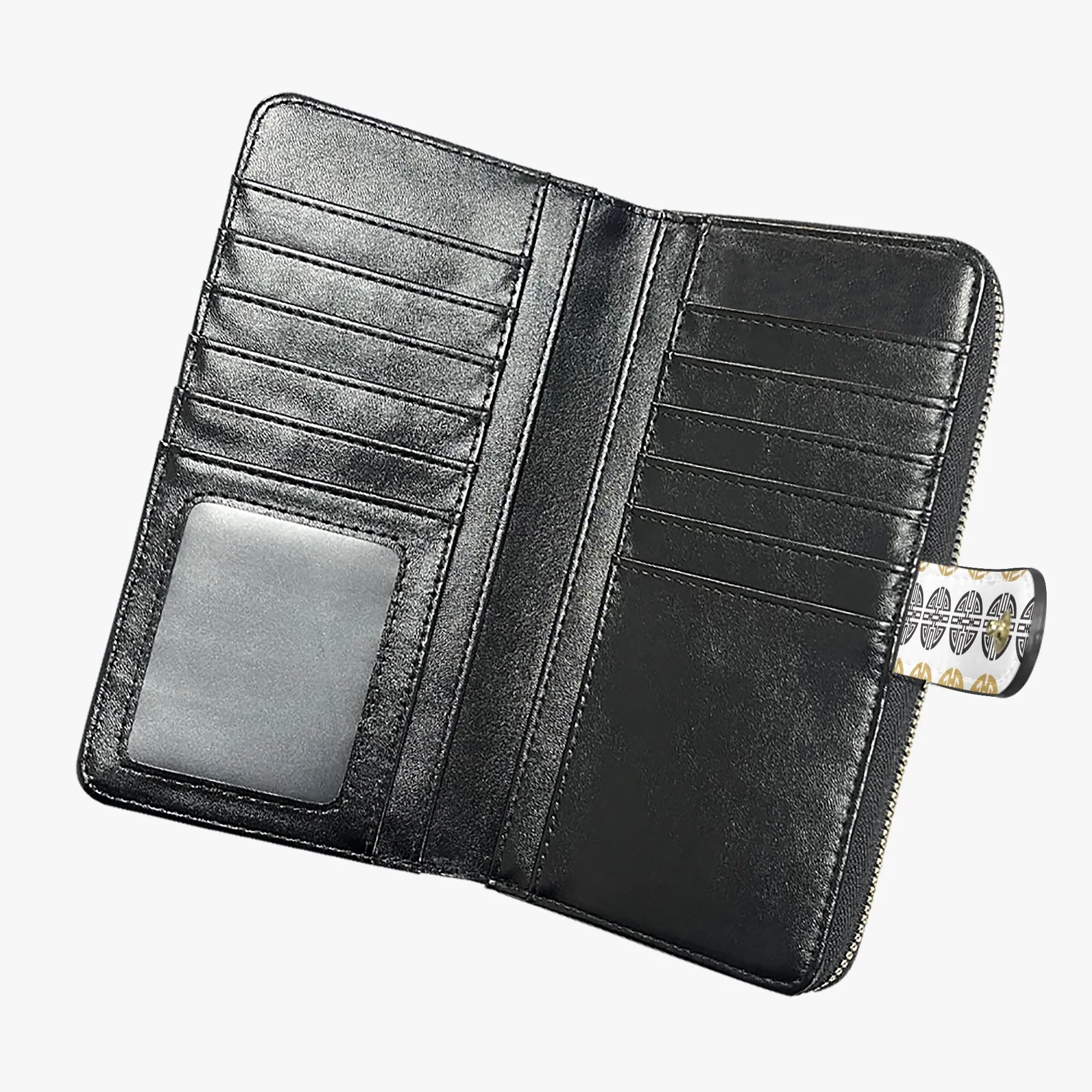 White Fengshui Symbols Long Flap Wallet