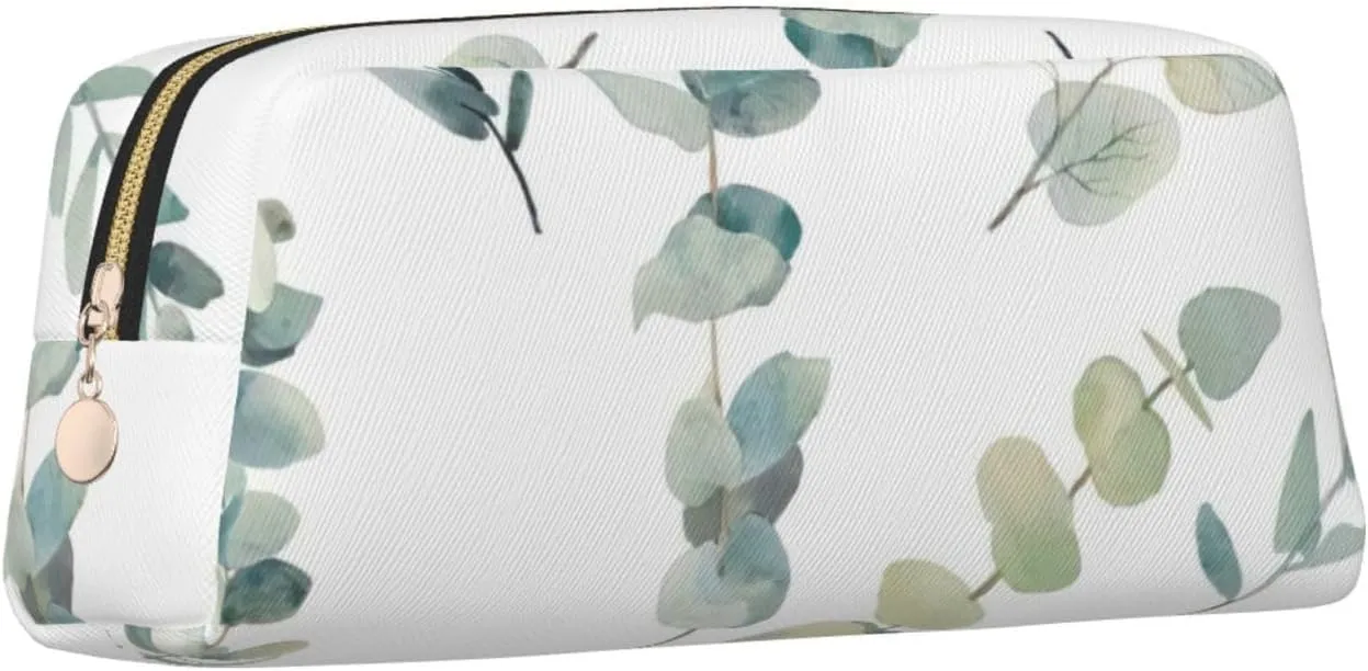 White Natural Greenery Twig Print Versatile Storage Pouch Makeup Bag Travel Office Small Items Organizer Bag