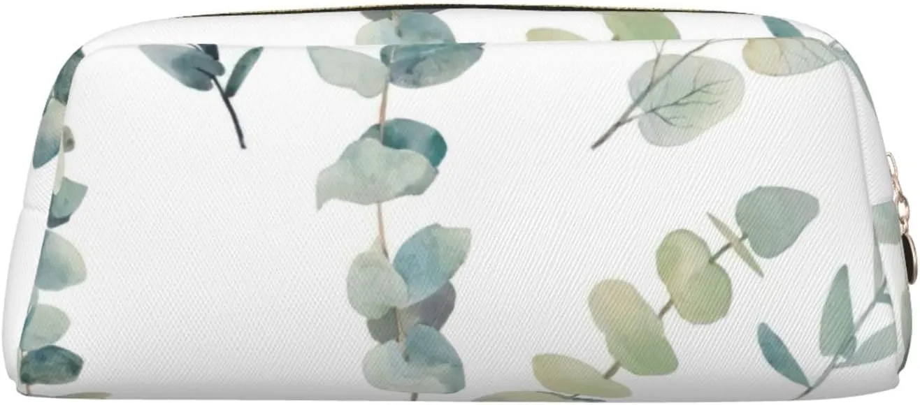 White Natural Greenery Twig Print Versatile Storage Pouch Makeup Bag Travel Office Small Items Organizer Bag