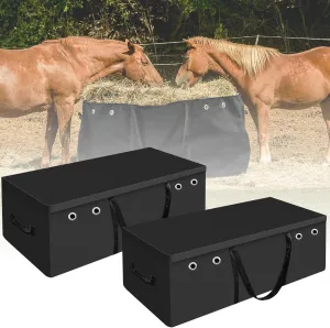 Windyun 2 Pack Horse and Livestock Hay Bale Bag Extra Large Hay Bale Storage Bag Travel Horse Feeding Supplies 44.4 x 22.8 x 18.7 Inch Hay Storage Container for Pet Supplies(Black)