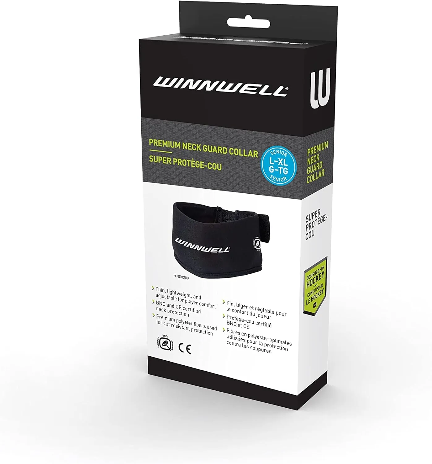 Winnwell Premium Neck Guard Collar - Ice Hockey Protection Gear Made for Senior, Youth, Men & Women - Cut Resistant Collar Protection for Hockey, Ringette, Paintball & Sports