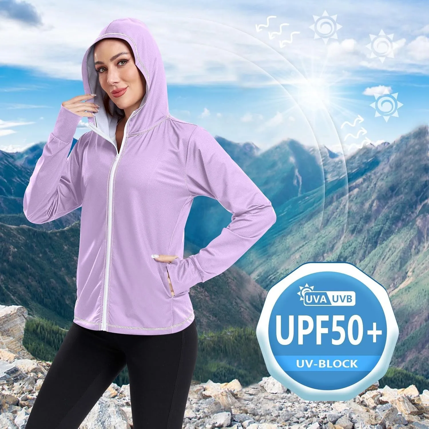 Wisteria Sun Jacket for Women Uv Protection, Upf 50  Cooling Long Sleeve Shirt Women, S-XXL