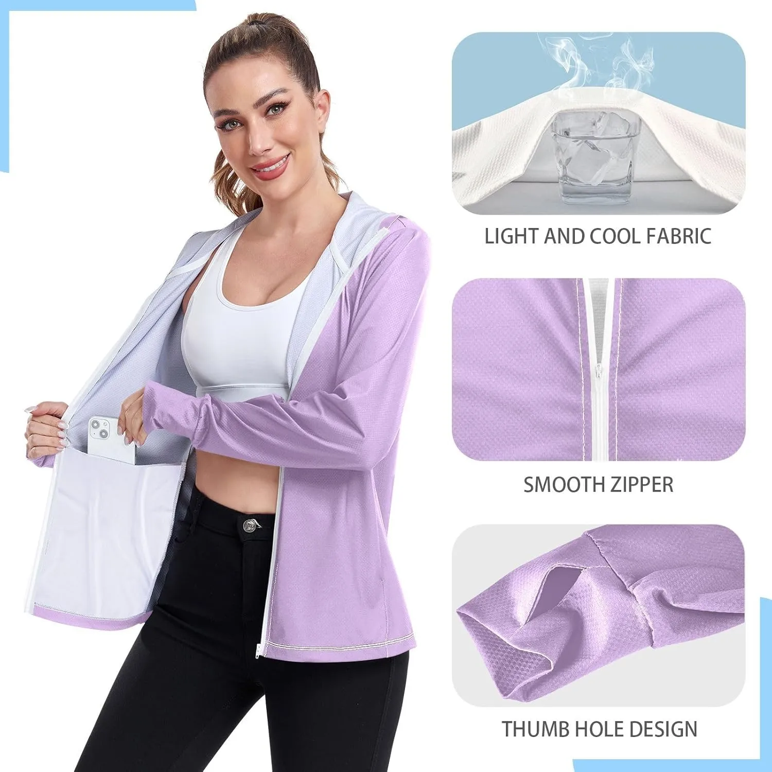 Wisteria Sun Jacket for Women Uv Protection, Upf 50  Cooling Long Sleeve Shirt Women, S-XXL