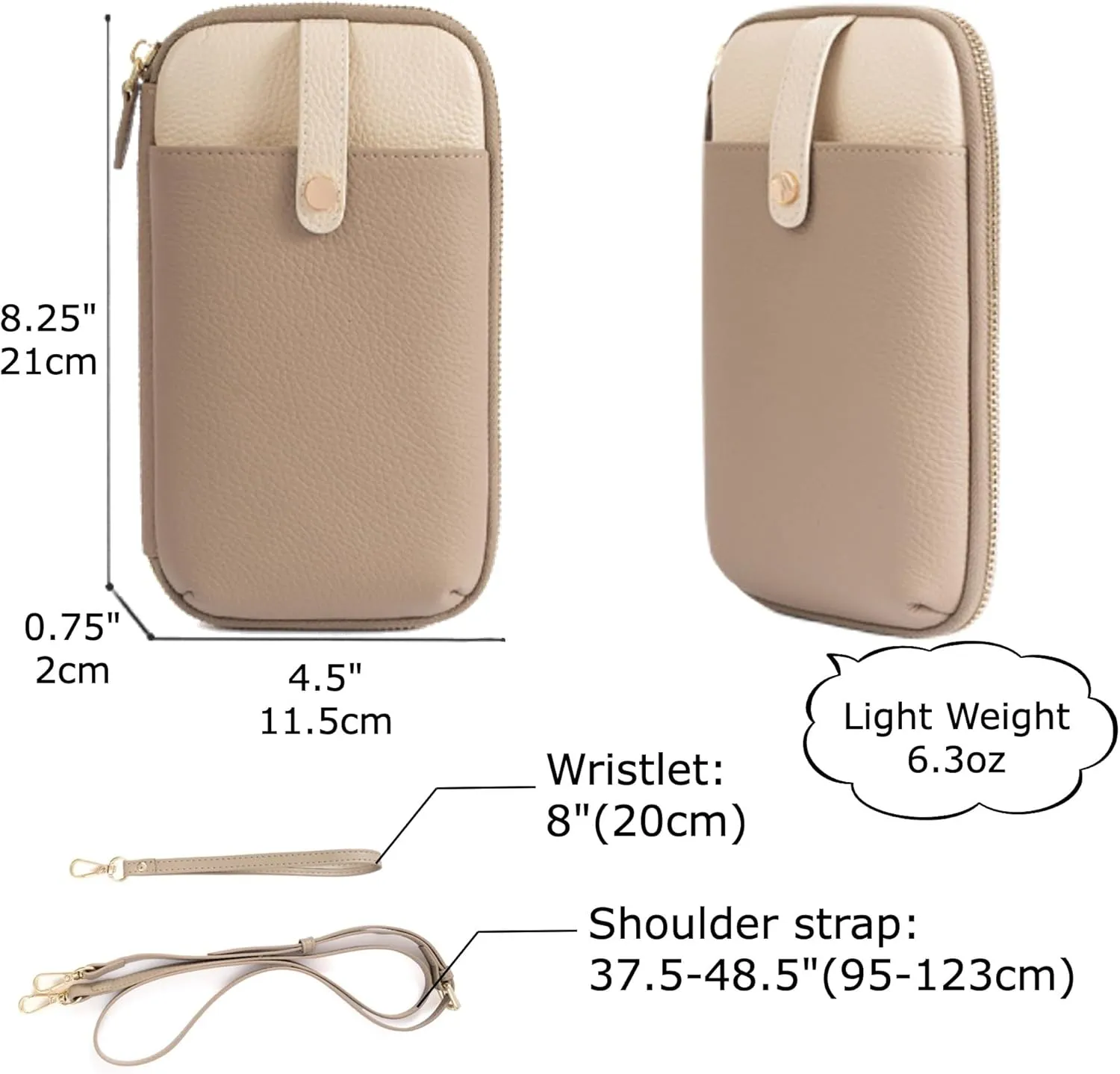 Women Genuine Leather Color Block phone Crossbody, Small Shoulder Wallet Bag Card Slot, Adjustable Strap Wristlet