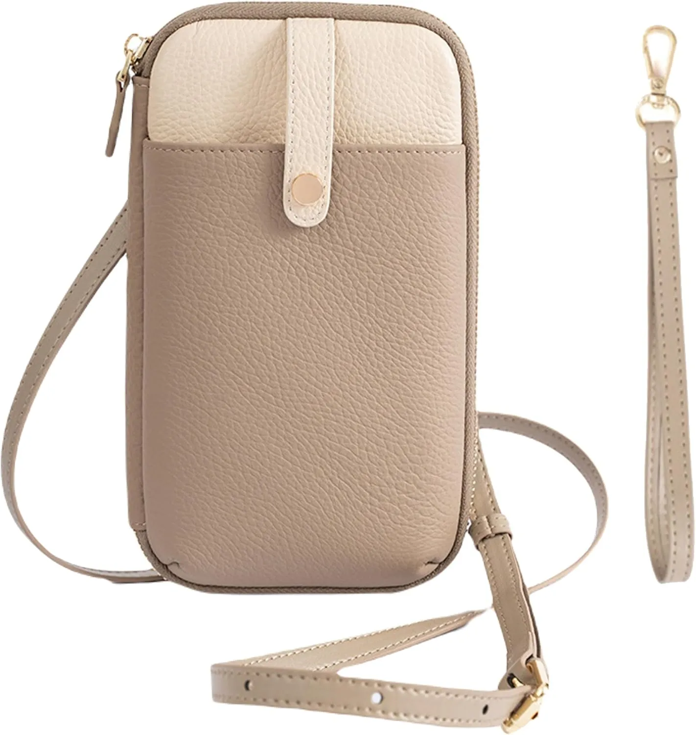 Women Genuine Leather Color Block phone Crossbody, Small Shoulder Wallet Bag Card Slot, Adjustable Strap Wristlet