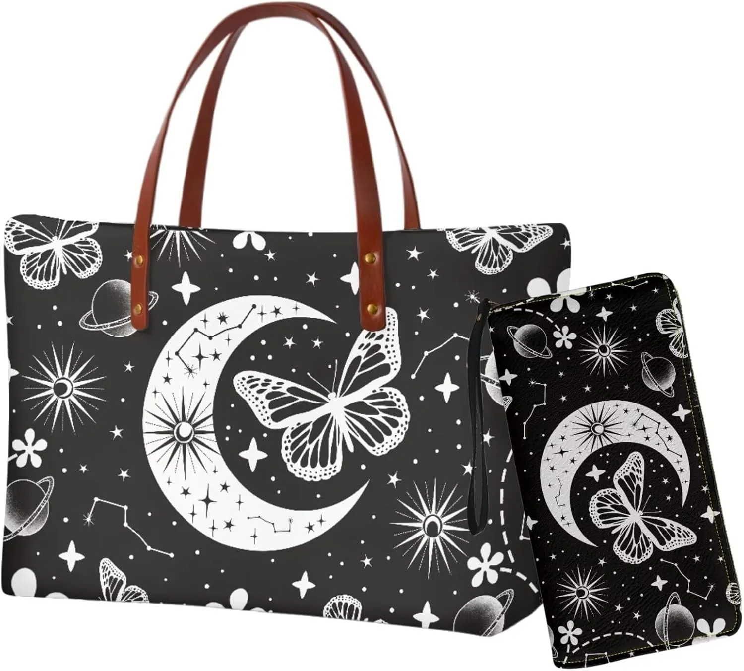 Women Handbag Wallet Combo,Portable Ladies Tote Bag Handbag,Top Handle Satchel Purse for Travel