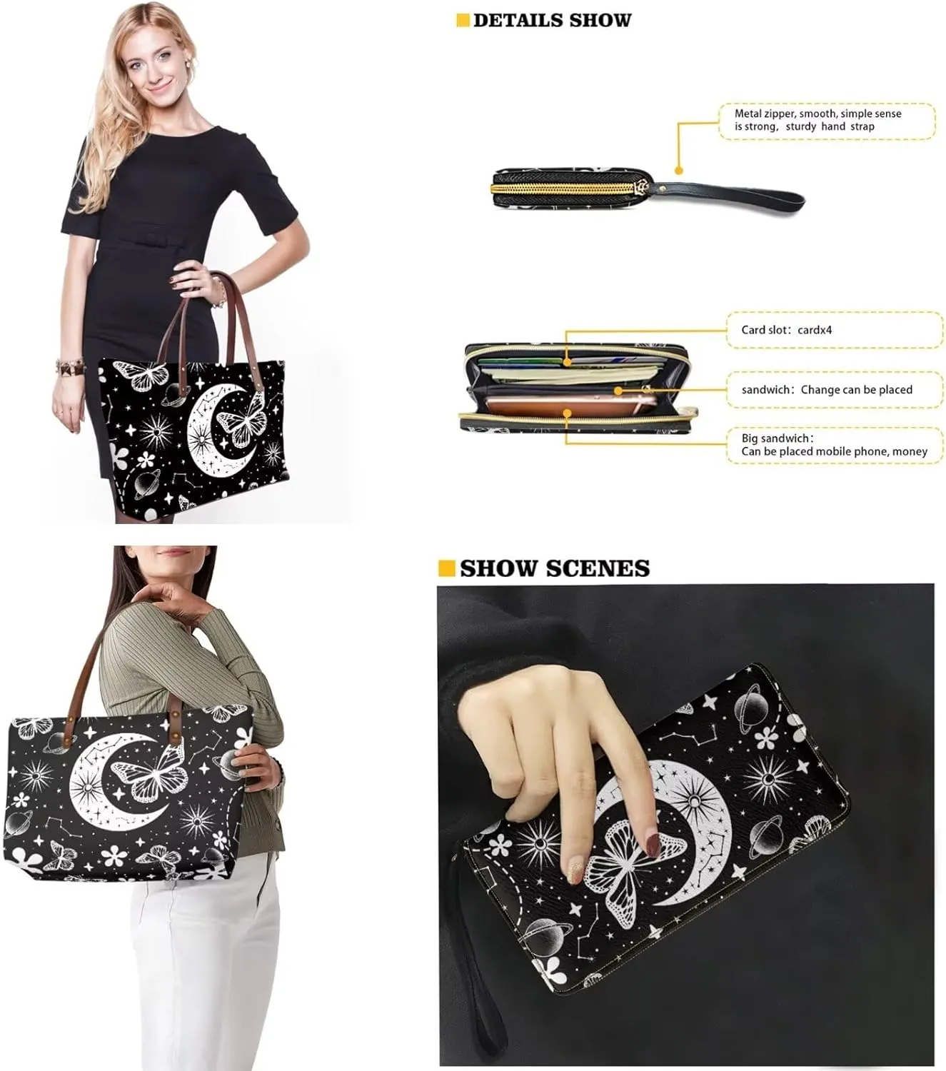 Women Handbag Wallet Combo,Portable Ladies Tote Bag Handbag,Top Handle Satchel Purse for Travel