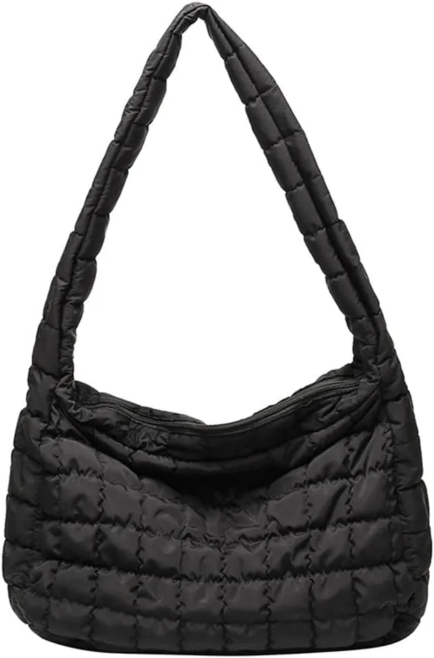 Women Puffer Tote Bags Lightweight Quilted Padding Shoulder Bag Lightweight Nylon Cotton Padded Large Tote Bags