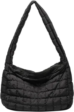 Women Puffer Tote Bags Lightweight Quilted Padding Shoulder Bag Lightweight Nylon Cotton Padded Large Tote Bags