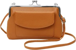 Women Small Shoulder Crossbody Bag Kiss Lock Fashion Designer Phone Purse