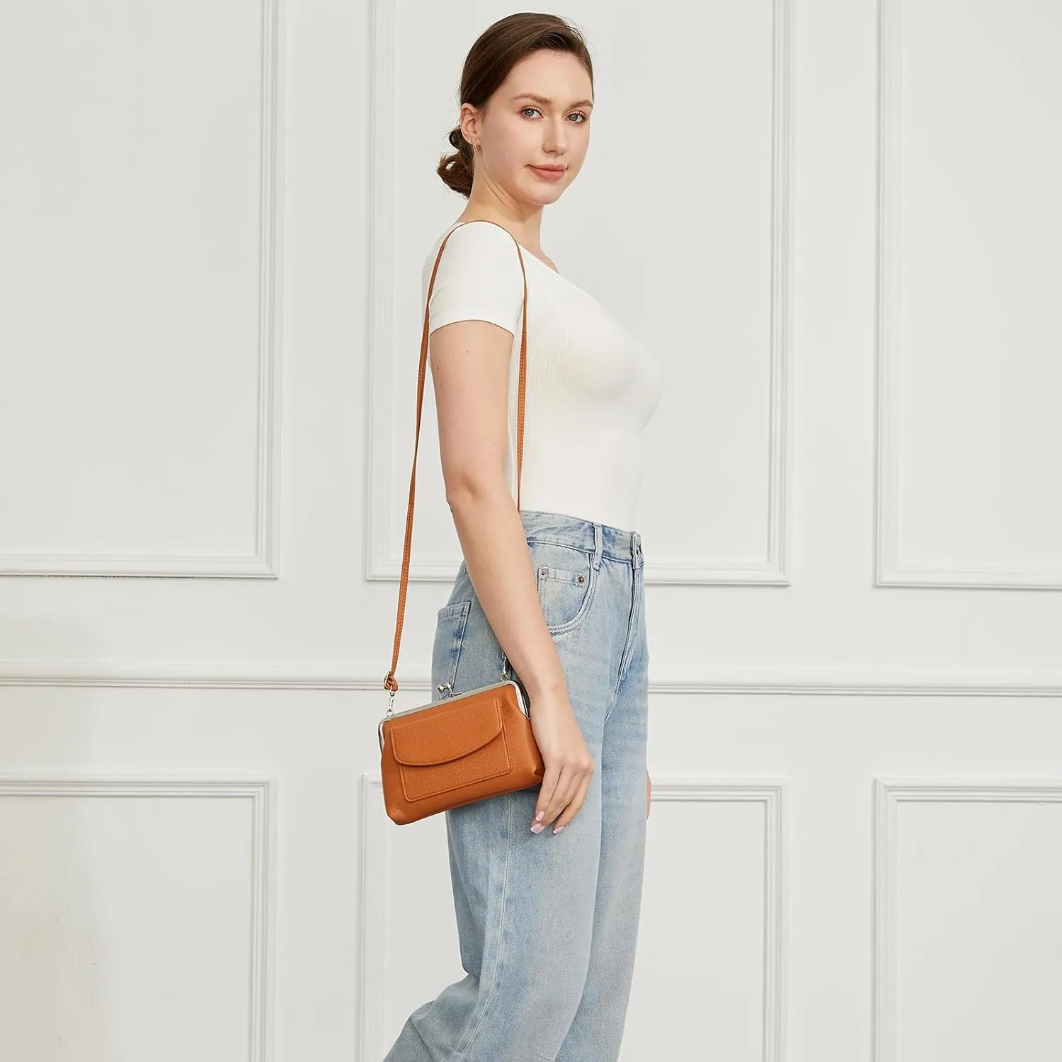 Women Small Shoulder Crossbody Bag Kiss Lock Fashion Designer Phone Purse