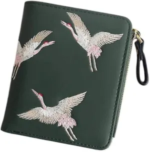 Women Small Wallet Embroidered Wallet Short Card Holder Girls Purse