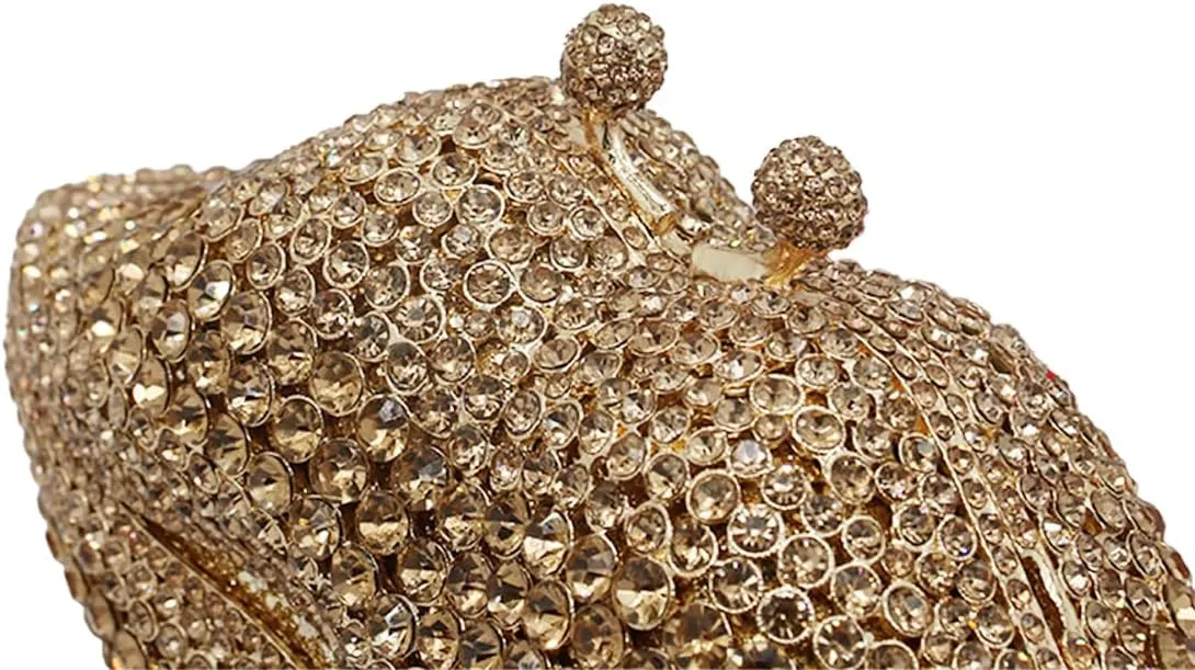 Women Sparkling Lip Evening Bag Rhinestone Clutch Luxury Purse Crystal Clutch for Wedding Party Prom