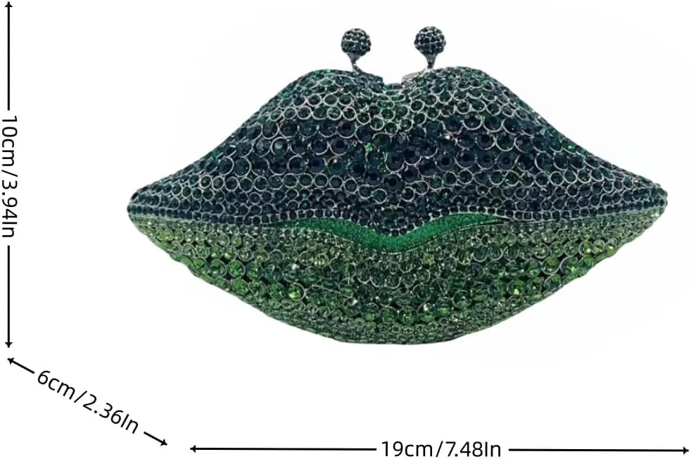 Women Sparkling Lip Evening Bag Rhinestone Clutch Luxury Purse Crystal Clutch for Wedding Party Prom