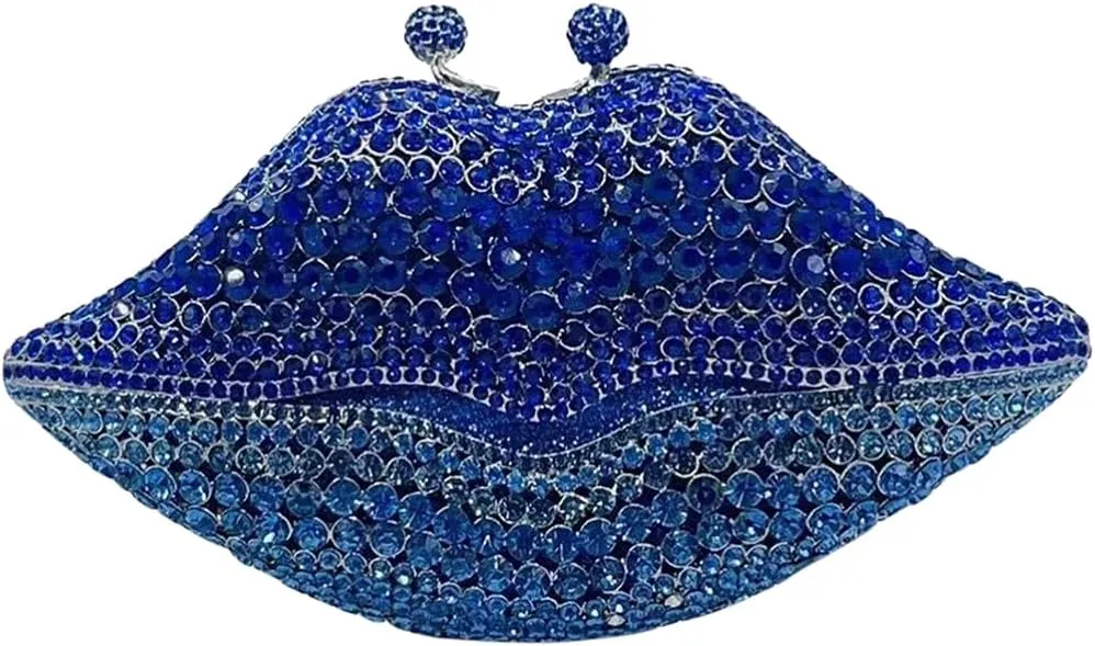 Women Sparkling Lip Evening Bag Rhinestone Clutch Luxury Purse Crystal Clutch for Wedding Party Prom