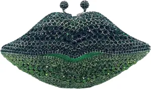 Women Sparkling Lip Evening Bag Rhinestone Clutch Luxury Purse Crystal Clutch for Wedding Party Prom