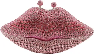 Women Sparkling Lip Evening Bag Rhinestone Clutch Luxury Purse Crystal Clutch for Wedding Party Prom