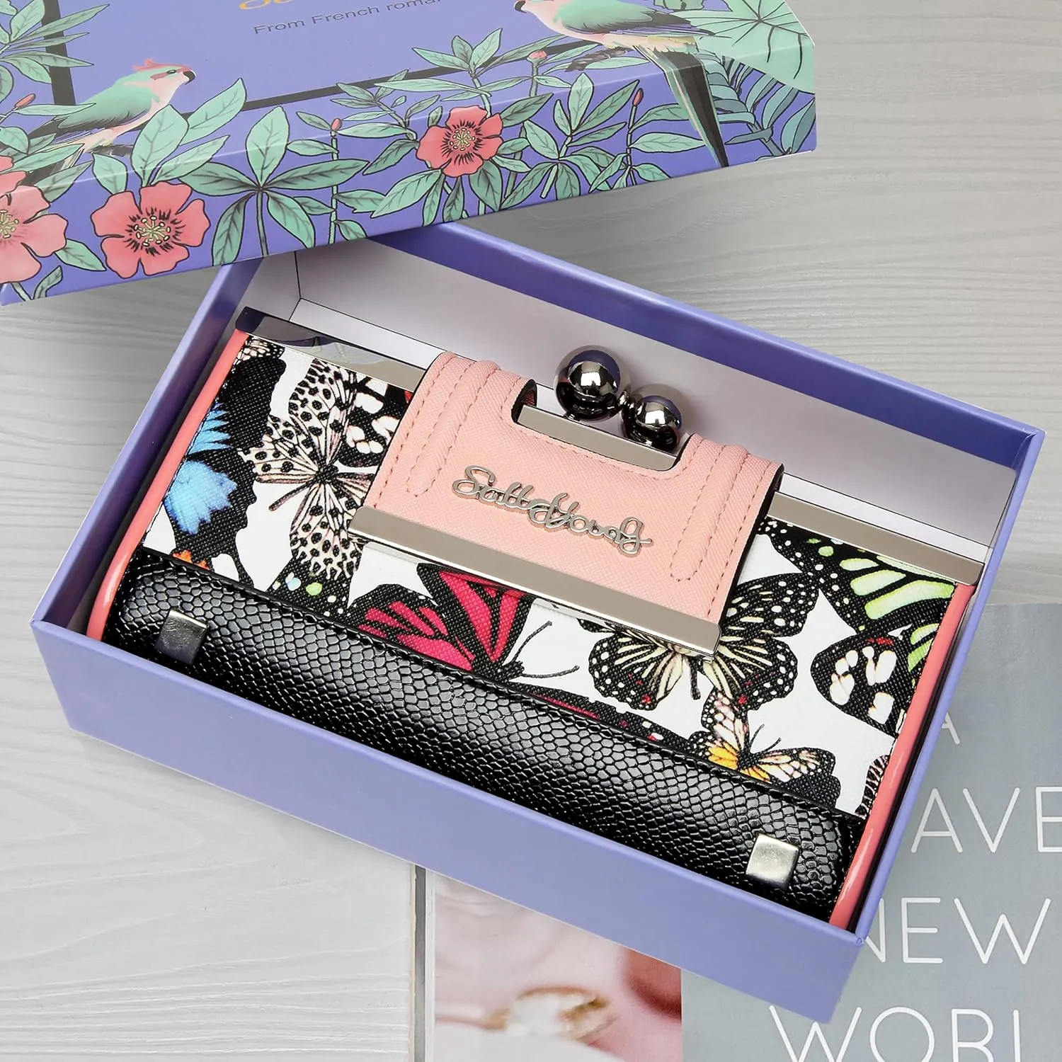 Women Wallet Leather Large Capacity Women's Handbag Large Capacity Long Wallet, with 10-card slots and clips
