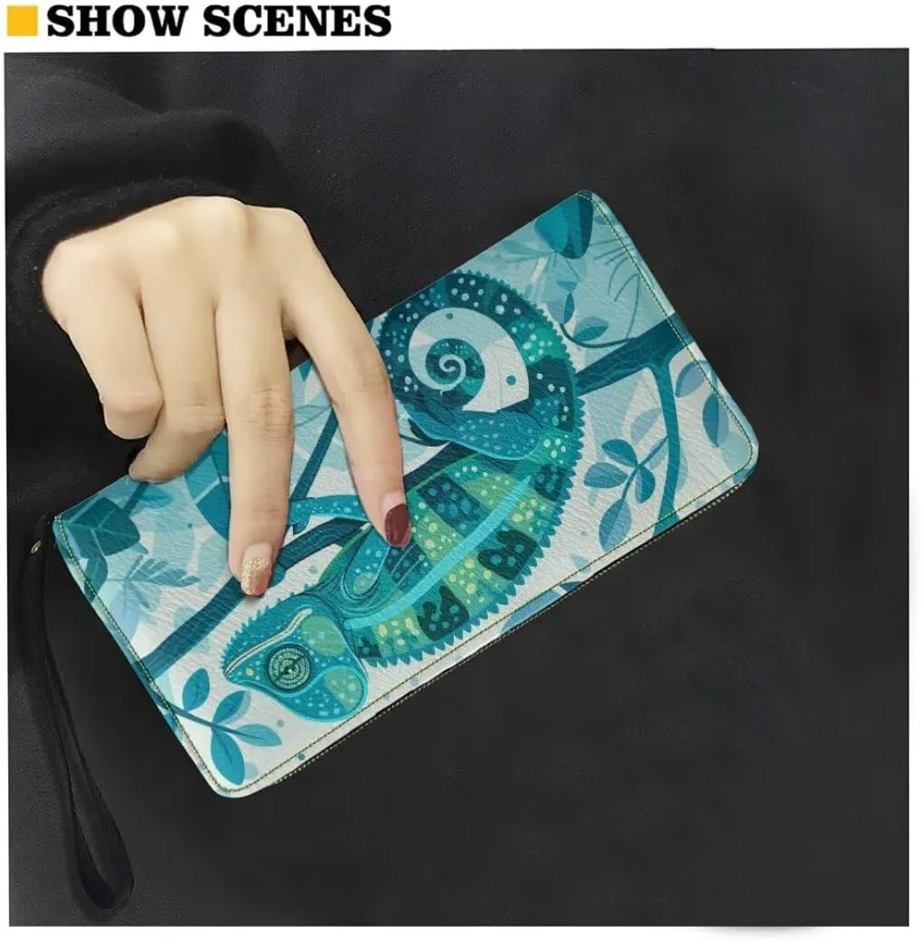 Womens Blue Lizard Walllet Bifold Multi Card Case Wallet Wristlet with Zipper Pocket