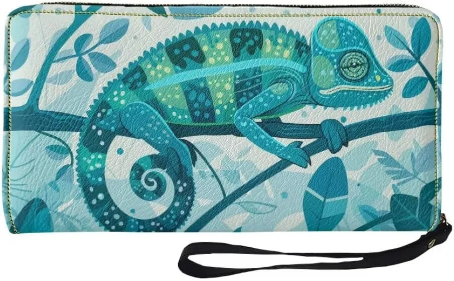 Womens Blue Lizard Walllet Bifold Multi Card Case Wallet Wristlet with Zipper Pocket