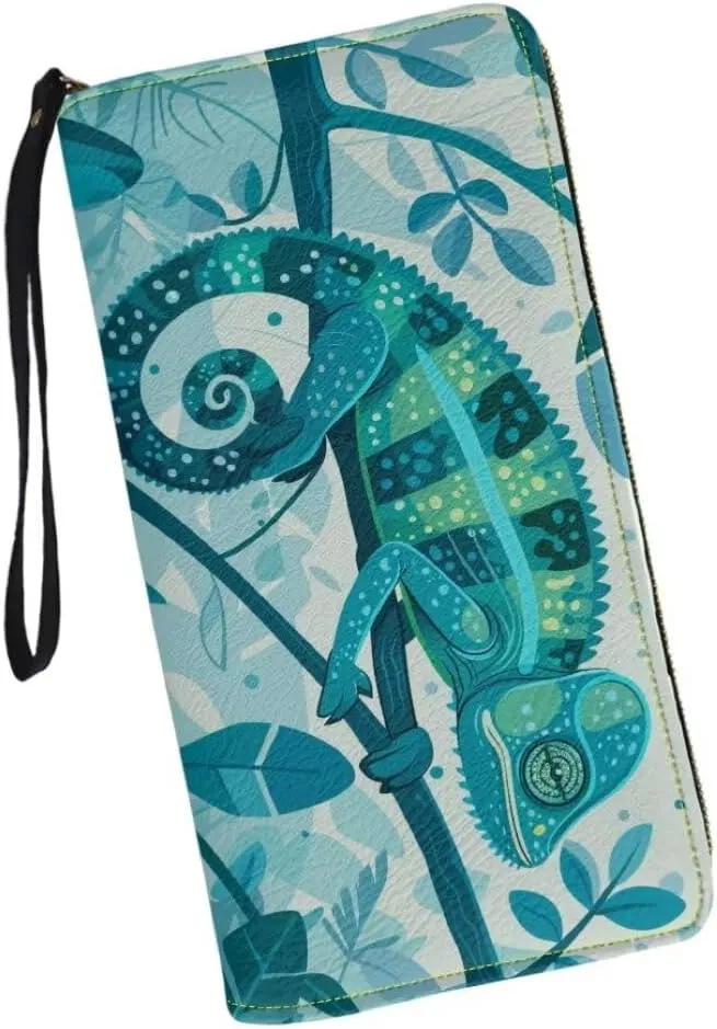 Womens Blue Lizard Walllet Bifold Multi Card Case Wallet Wristlet with Zipper Pocket