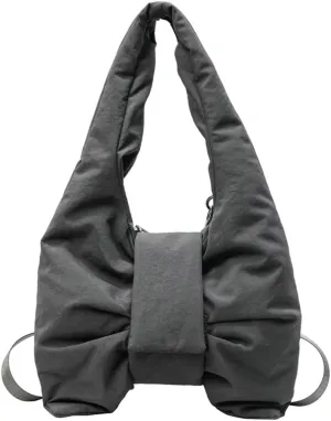 Women’s Bow-tie Shoulder Bag Fashion Tote Handbags Nylon Purse Lightweight Hobo Crossbody Bag for Travel Shopping