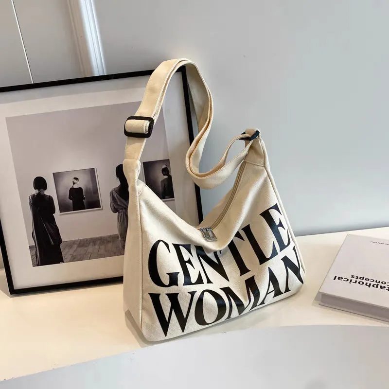 Women's Canvas Fashionable Large Capacity For College Shoulder Bags